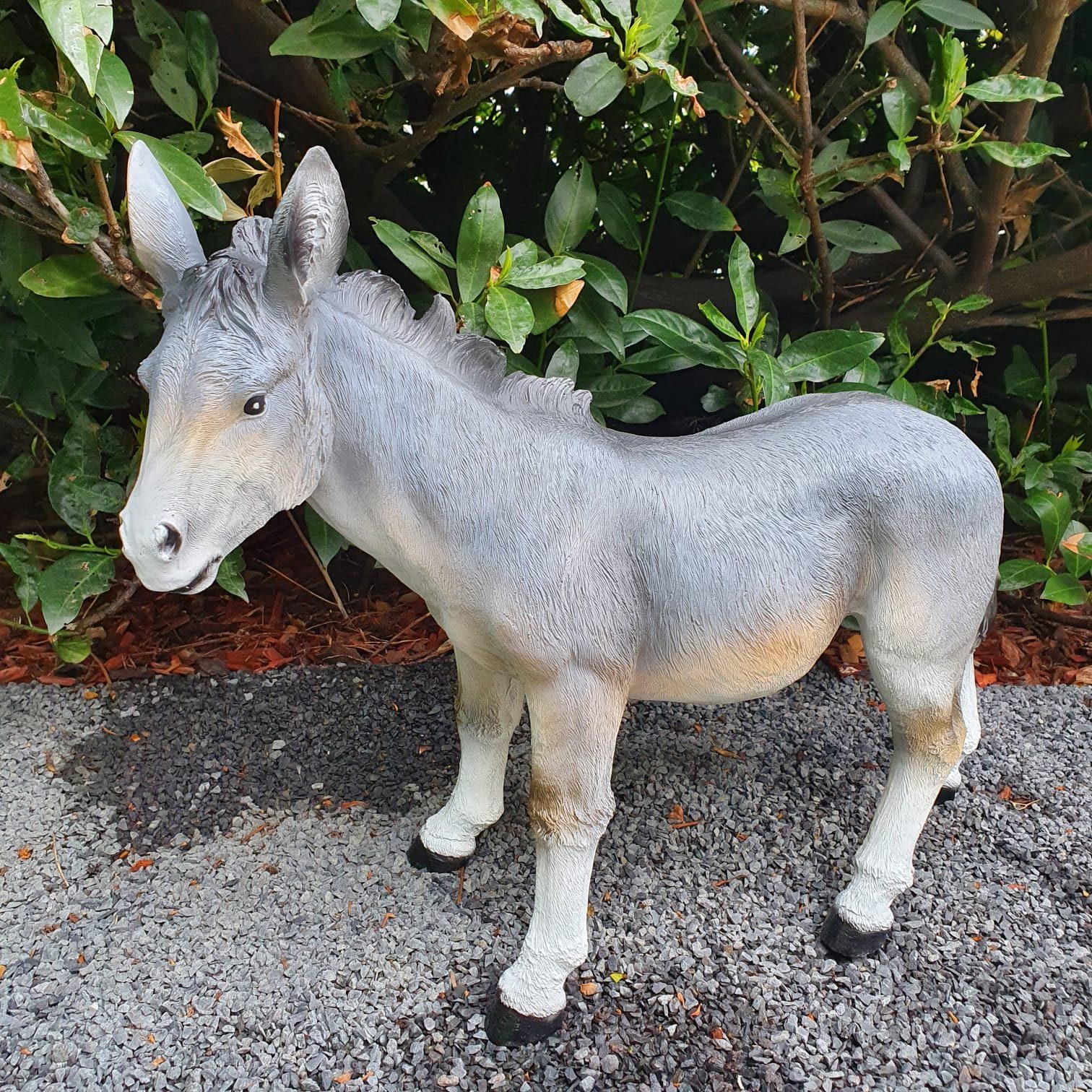 Aspinaworld Gartenfigur Graue Esel Figur Kopf oben 48 cm, Figur für den