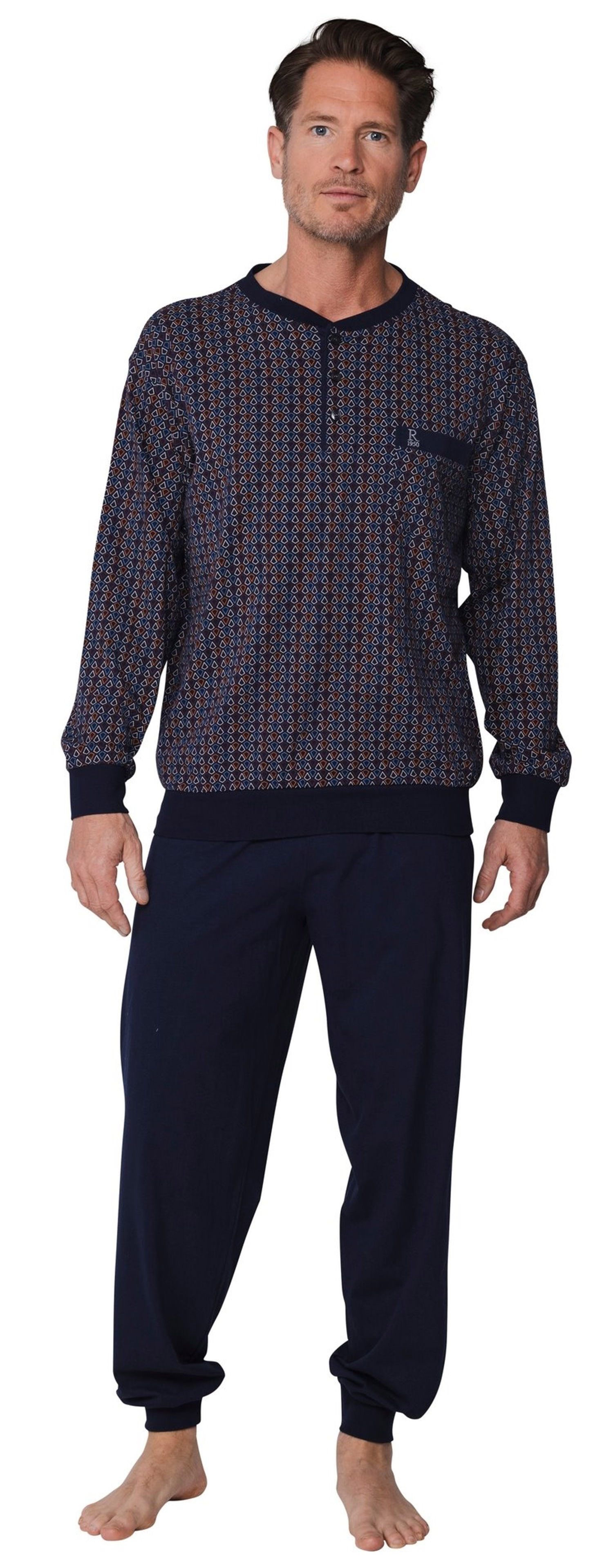 Robson Schlafanzug Herren Pyjama mit Bündchen (2 tlg) Baumwolle