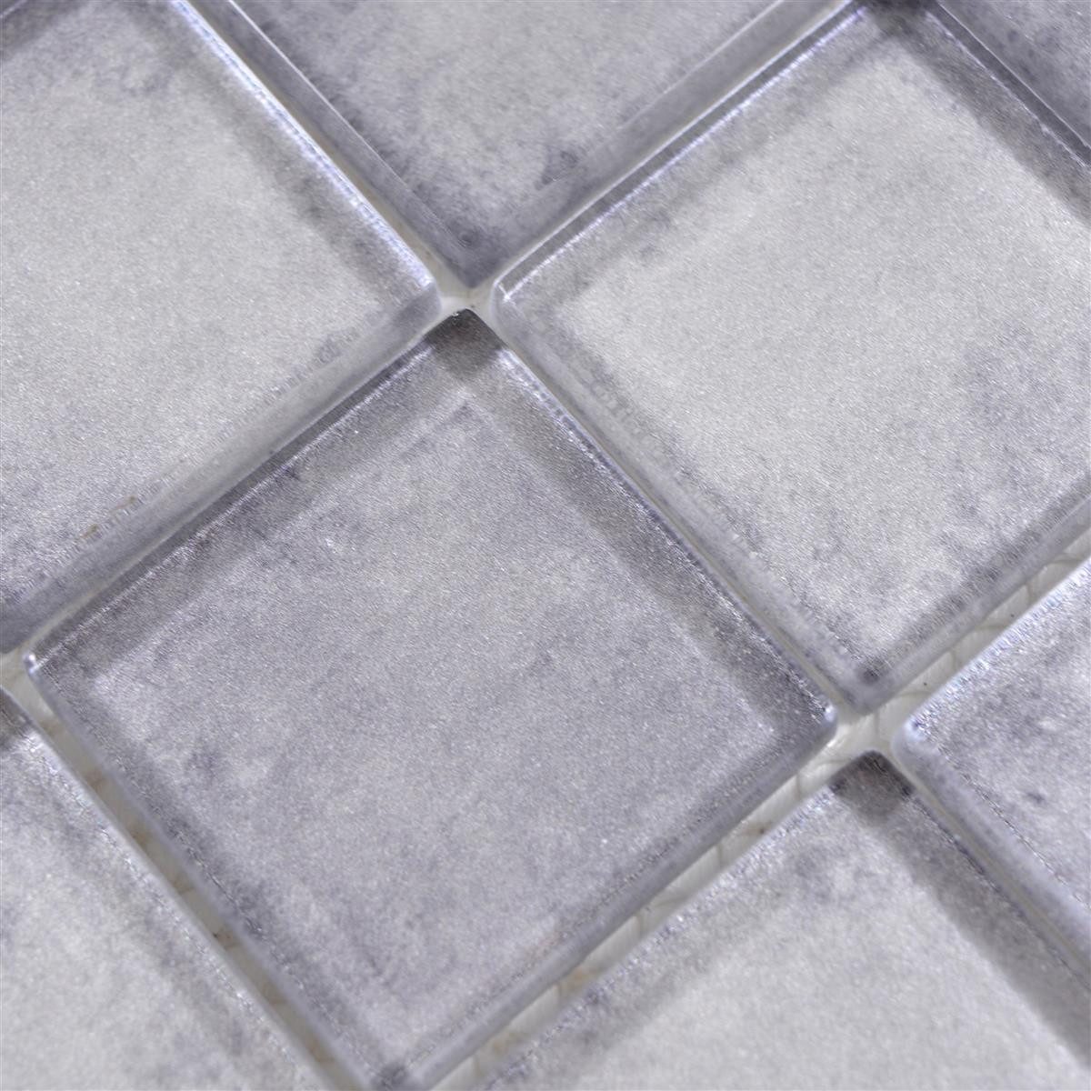 Mosafil Mosaikfliesen Glasmosaik Fliesen Clementine, Glas 30.000x30.000, grau, Verlegefertig auf ein Netz geklebt - Wasserfest