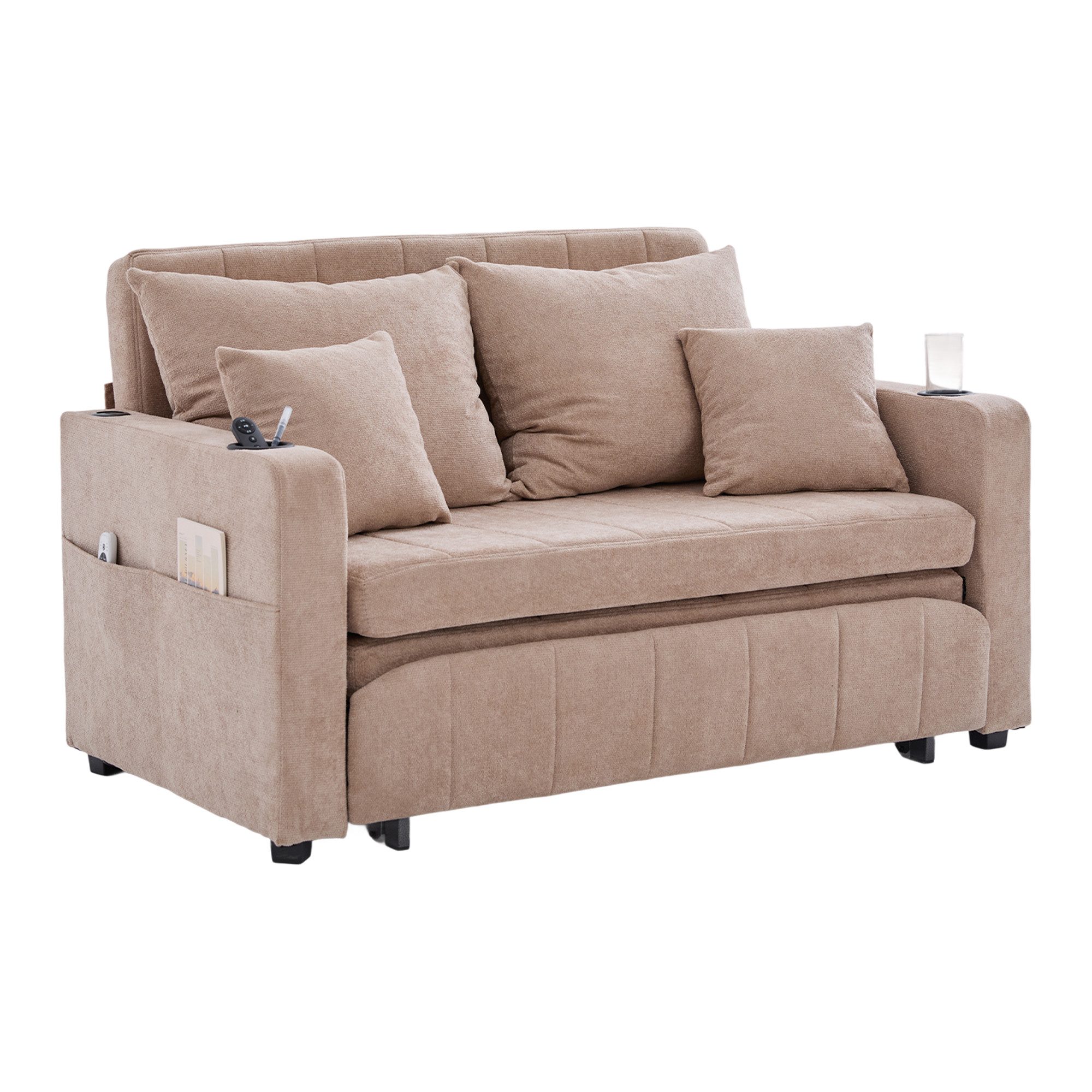 REDOM Sofa 2-in-1 Schlafsofa Klappsofa, mit zwei Funktionen Abnehmbar und waschbar Mit Aufbewahrungstasche, Mit USB-Ladefunktion Mit Becherhalter