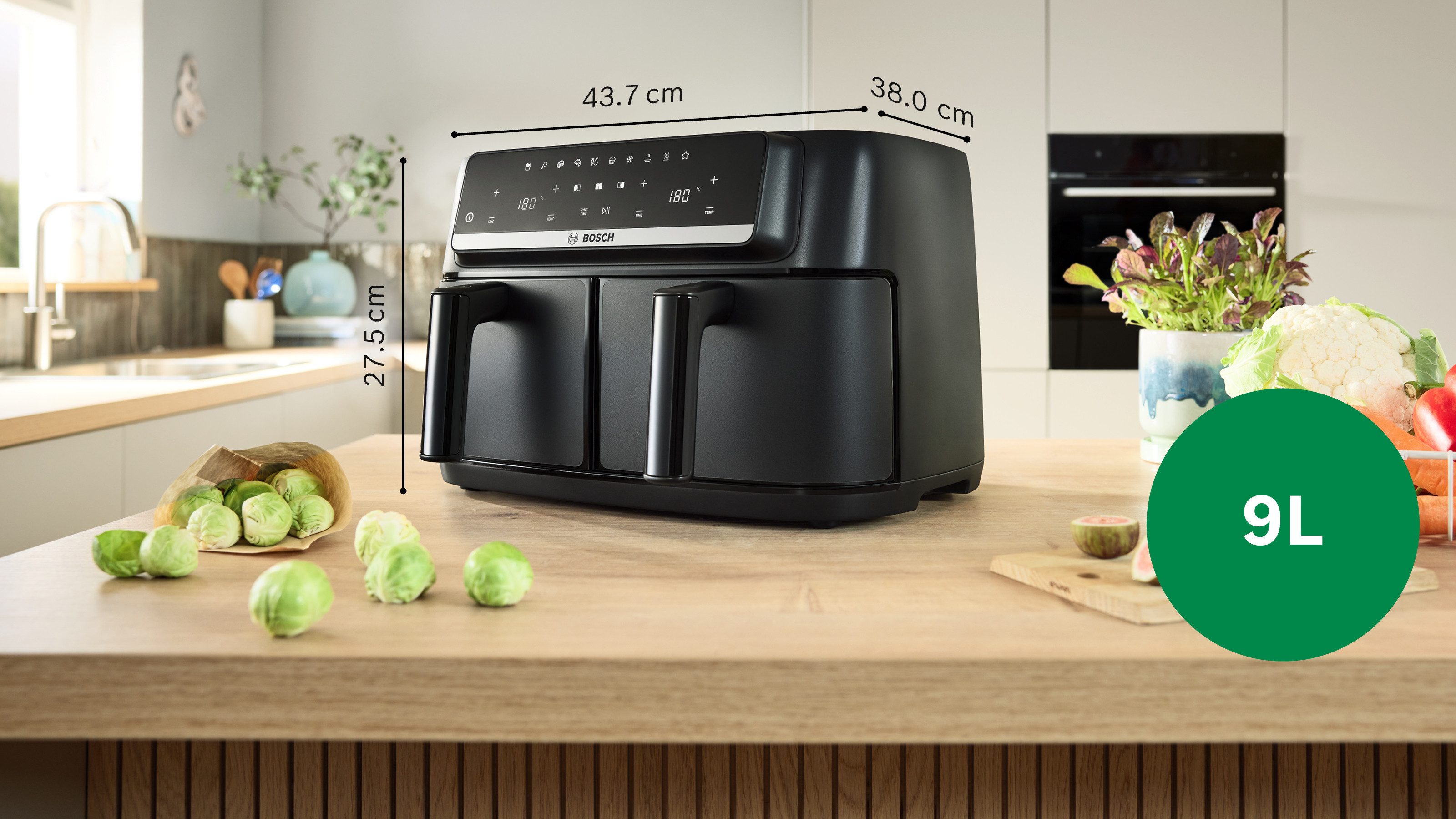 BOSCH Heißluftfritteuse MAFD440B0, 2500 W, PFAs frei, einfache Reinigung, 6 voreingestellte Programme