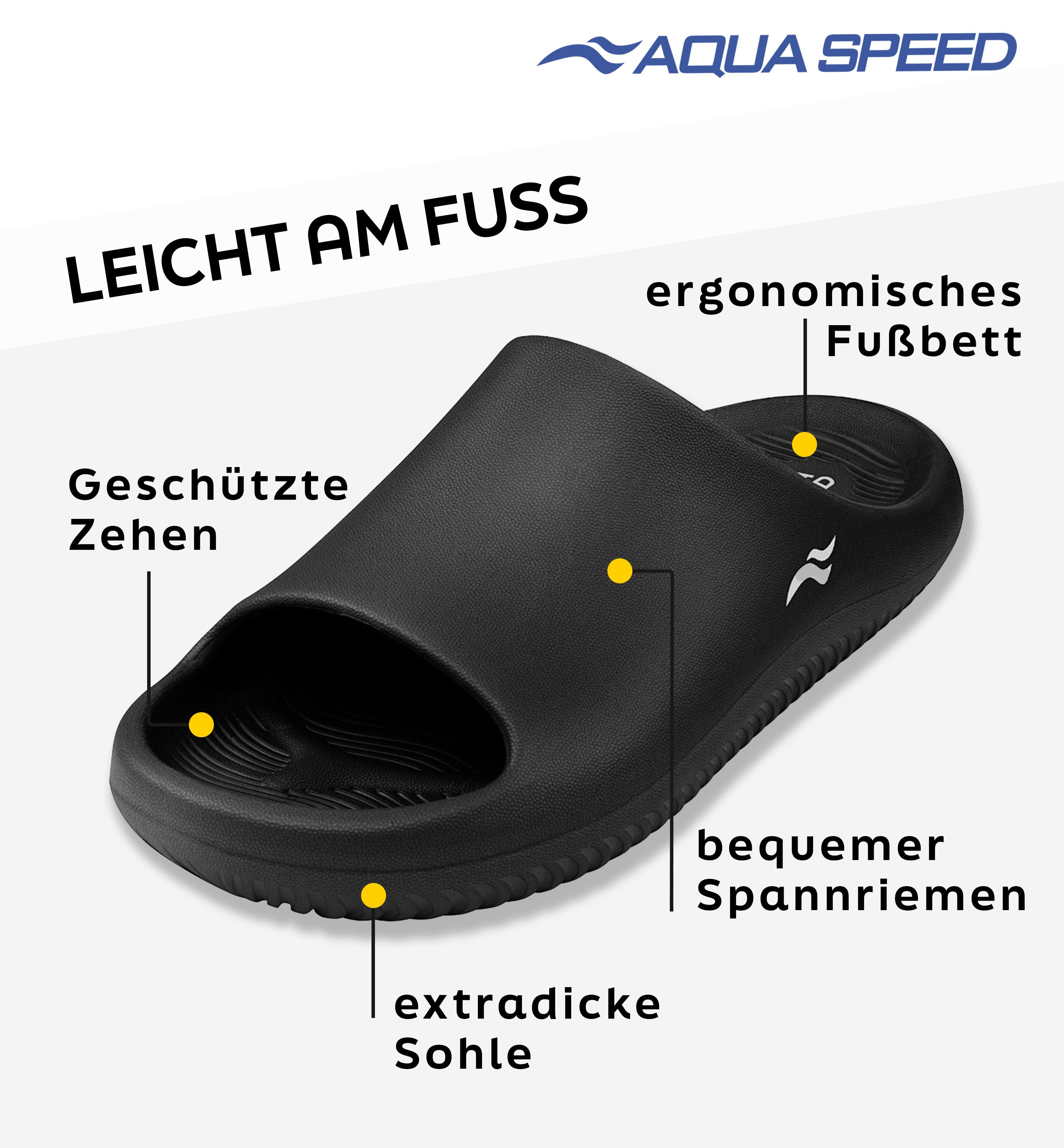 Aqua Speed Toledo Badesandalen dicke Soft-Sohle ultraleicht + Mikrofaserhan günstig online kaufen