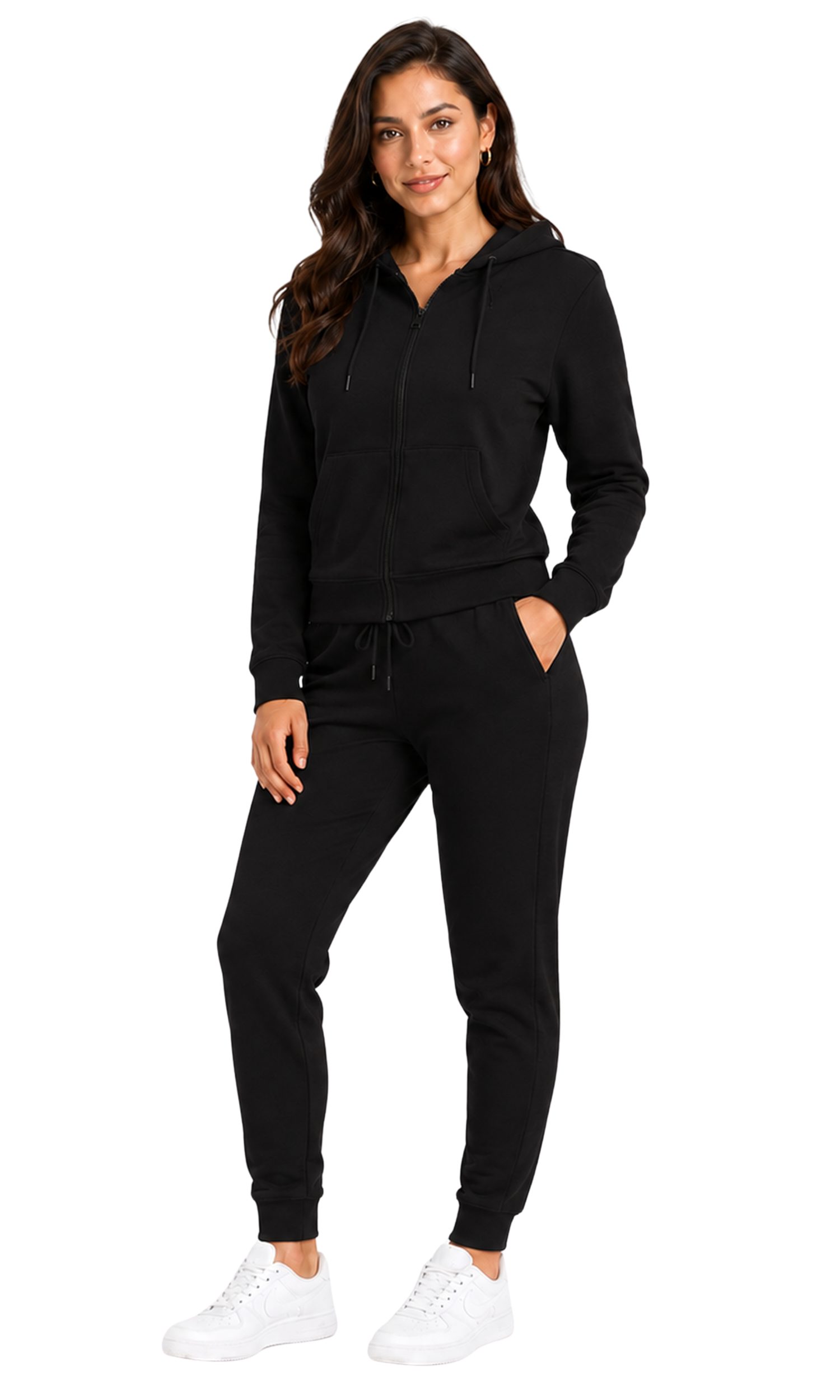 L.gonline Freizeitanzug Damen Jogging-ANZUG X240, Prime (Kapuzenjacke mit Reißverschluss, Hose, 2-tlg), Fitness Freizeit Casual