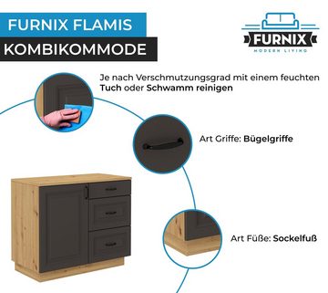 Furnix Kombikommode FLAMIS Wohnzimmer-Kommode mit 3 Schubladen und Tür, Sideboard, B100 x H84 x T50 cm