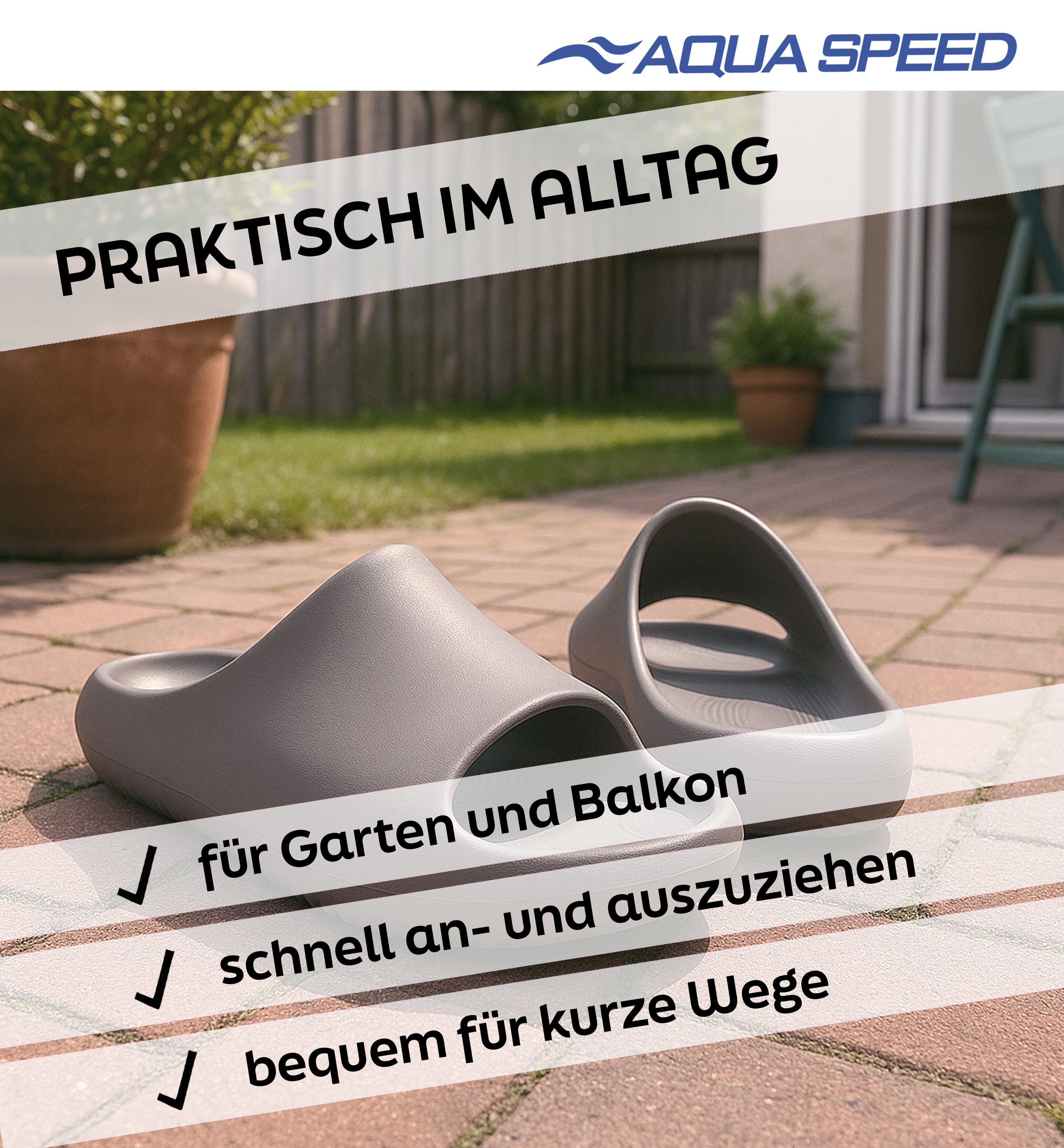 Aqua Speed Toledo Badelatschen dicke Sohle Wellness + Mikrofaserhandtuch Badepantolette (Komfortable Slides – perfekt für Fitnessstudio, Sauna und Reisen) Komfo – Bild 5 von 5