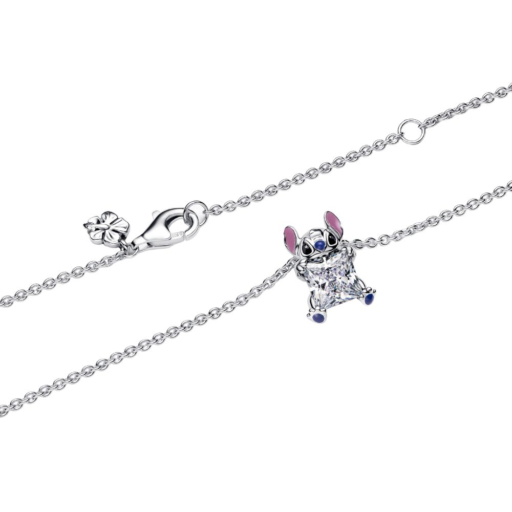 Pandora Kette mit Anhänger 393743C01-45, Pandora, Disney, Stitch, Blau, Zirkonia, Halskette, Sterling Silber – Bild 3 von 3
