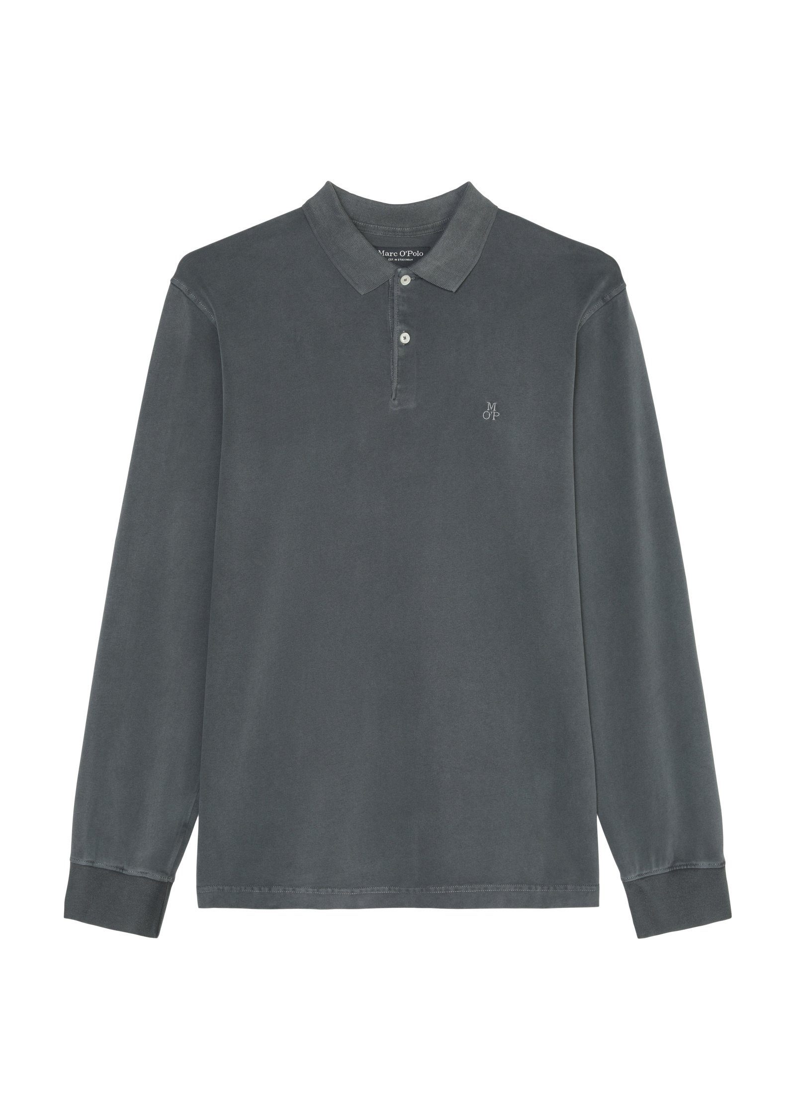 O'Polo Soft-Touch-Jersey-Qualität in grau Langarm-Poloshirt schwerer Marc