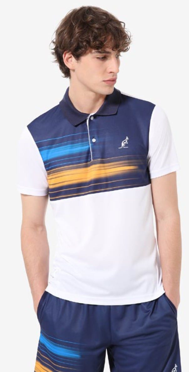 Australian Poloshirt Ace Stampata Brush Line weiss Herren