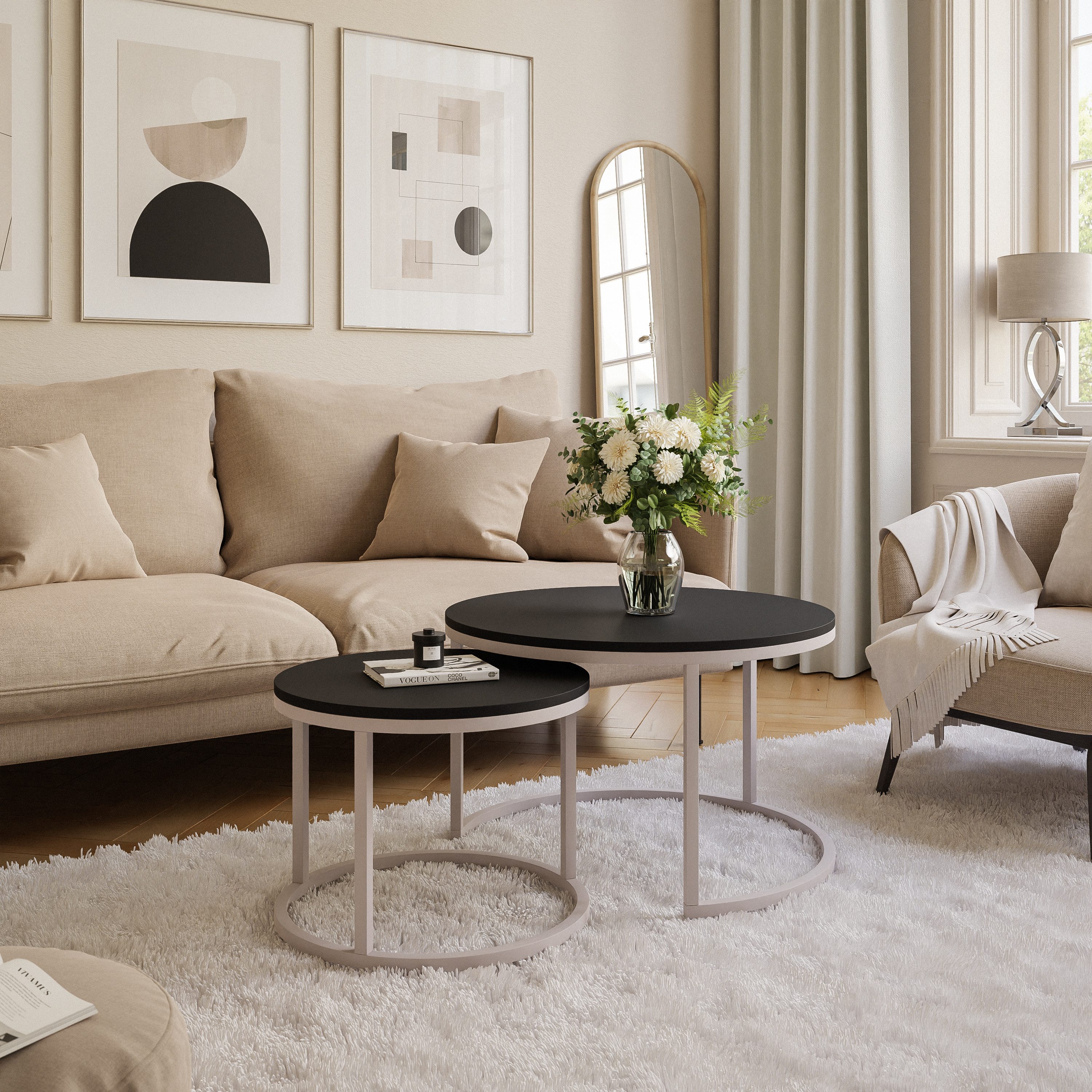 Lookway Couchtisch CIRI 2in1 Matt KASCHMIR (2er Set), Durchmesser: ⌀70 cm u günstig online kaufen