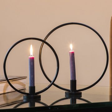 MARELIDA Kerzenhalter Stabkerzenhalter Ring 2er Set Kerzenständer Kerzenhalter Ringform