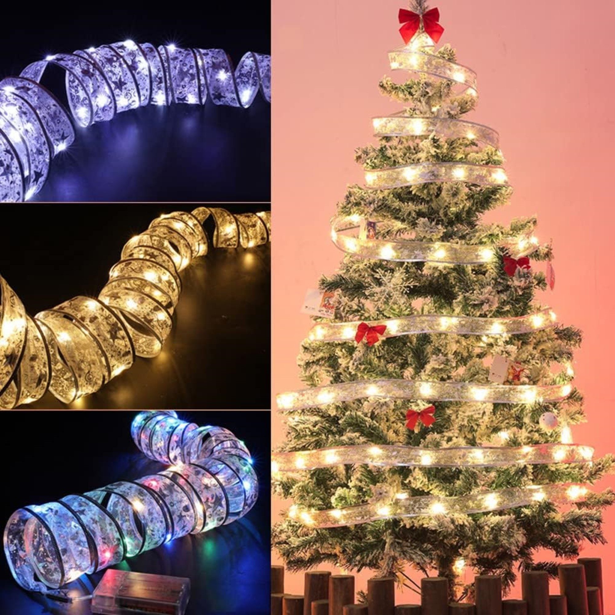 LA CUTE Weihnachtsbaumschleife 3x 4M LED-Band für schöne Weihnachtsbeleucht günstig online kaufen