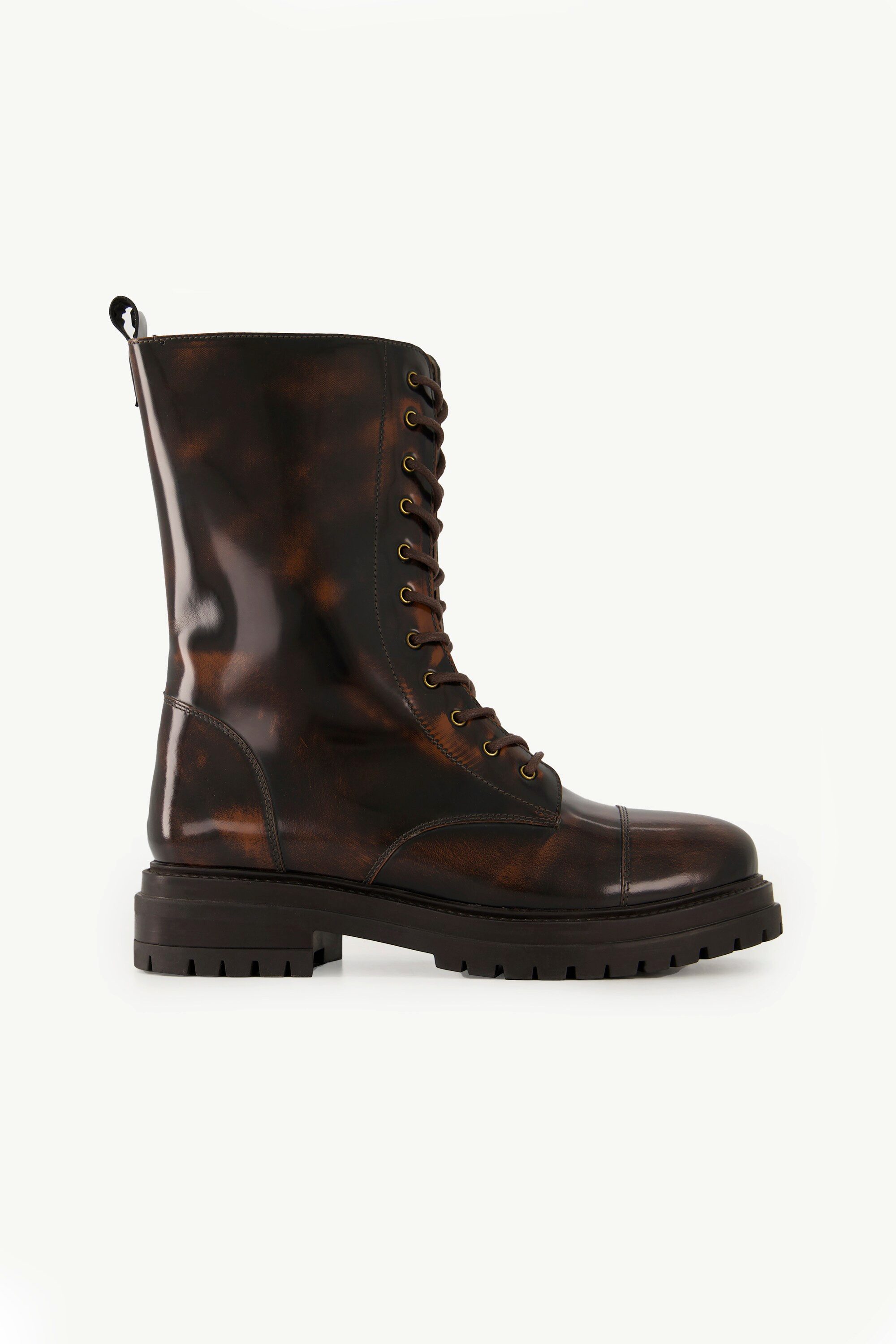 Ulla Popken Leder-Schnürboots Zipper Wechselfußbett Weite H Stiefel günstig online kaufen