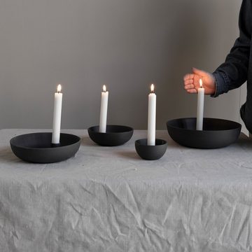 Storefactory Scandinavia Kerzenhalter Lidatorp L Kerzenhalter, dunkelgrau, Keramik, BxH 21 x 5 cm (1 St), Handgefertigt, daher ein Unikat