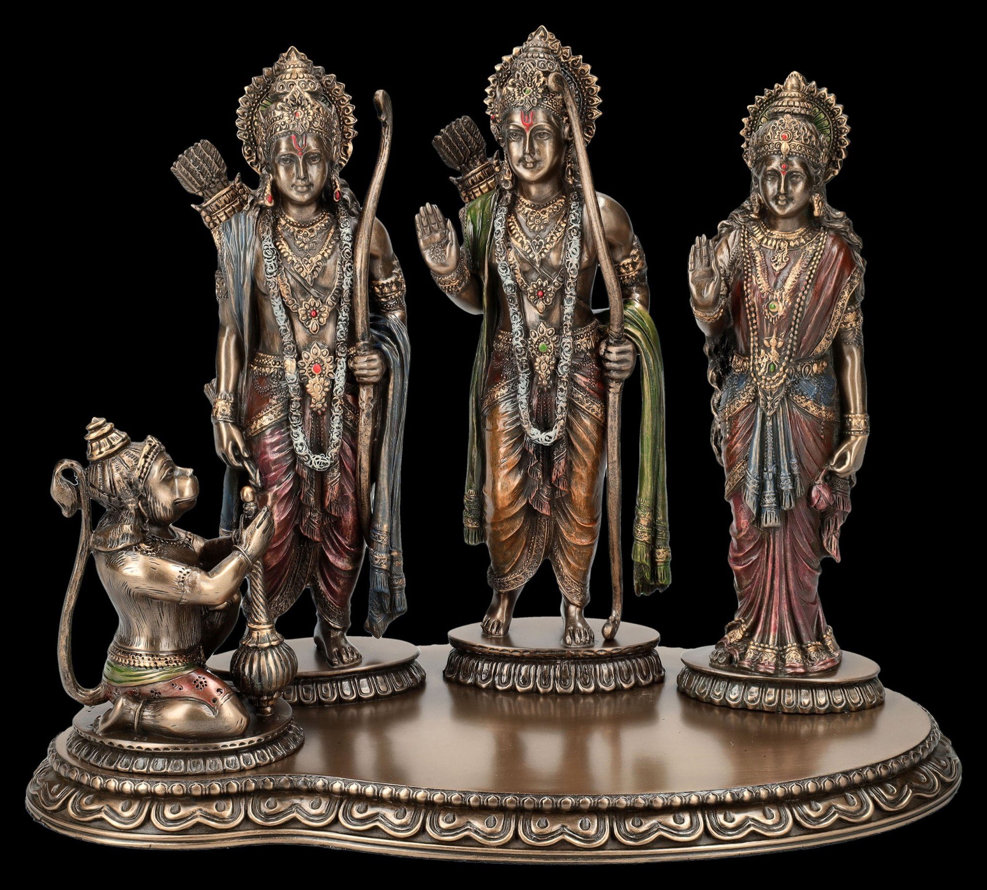 Figuren Shop GmbH Dekofigur Ram Darbar Figur - Sita Laxman Hanuman Rama - Veronese Hindu Dekofigur