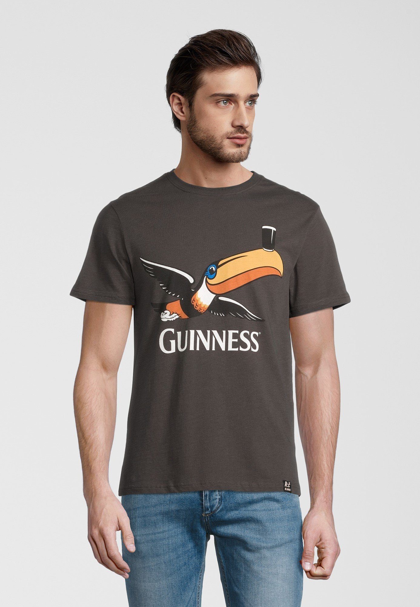 Recovered T-Shirt Guinness Toucan Black GOTS zertifizierte Bio-Baumwolle