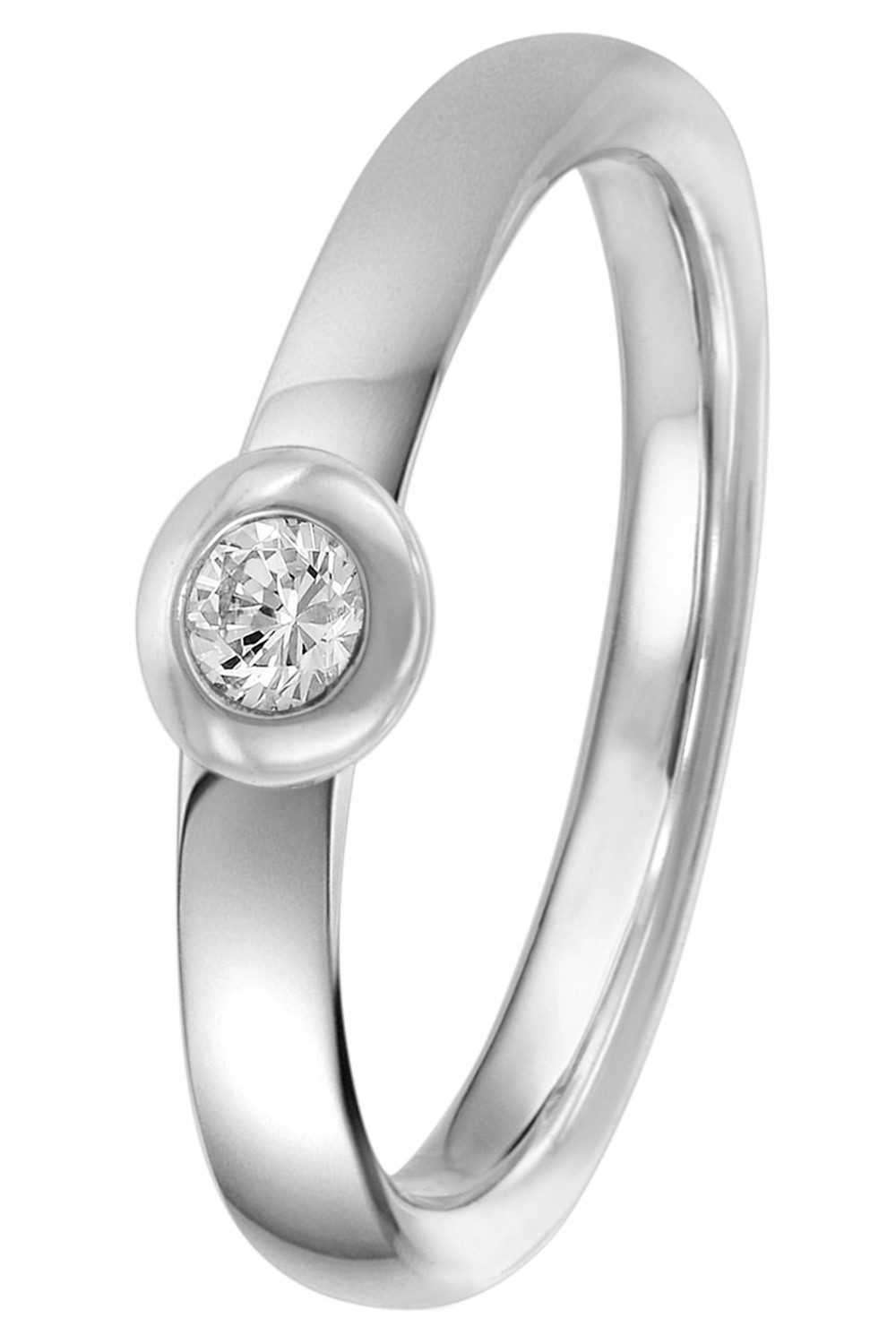 trendor Solitärring Damen Diamant-925 Silber Brillant 0,10 ct