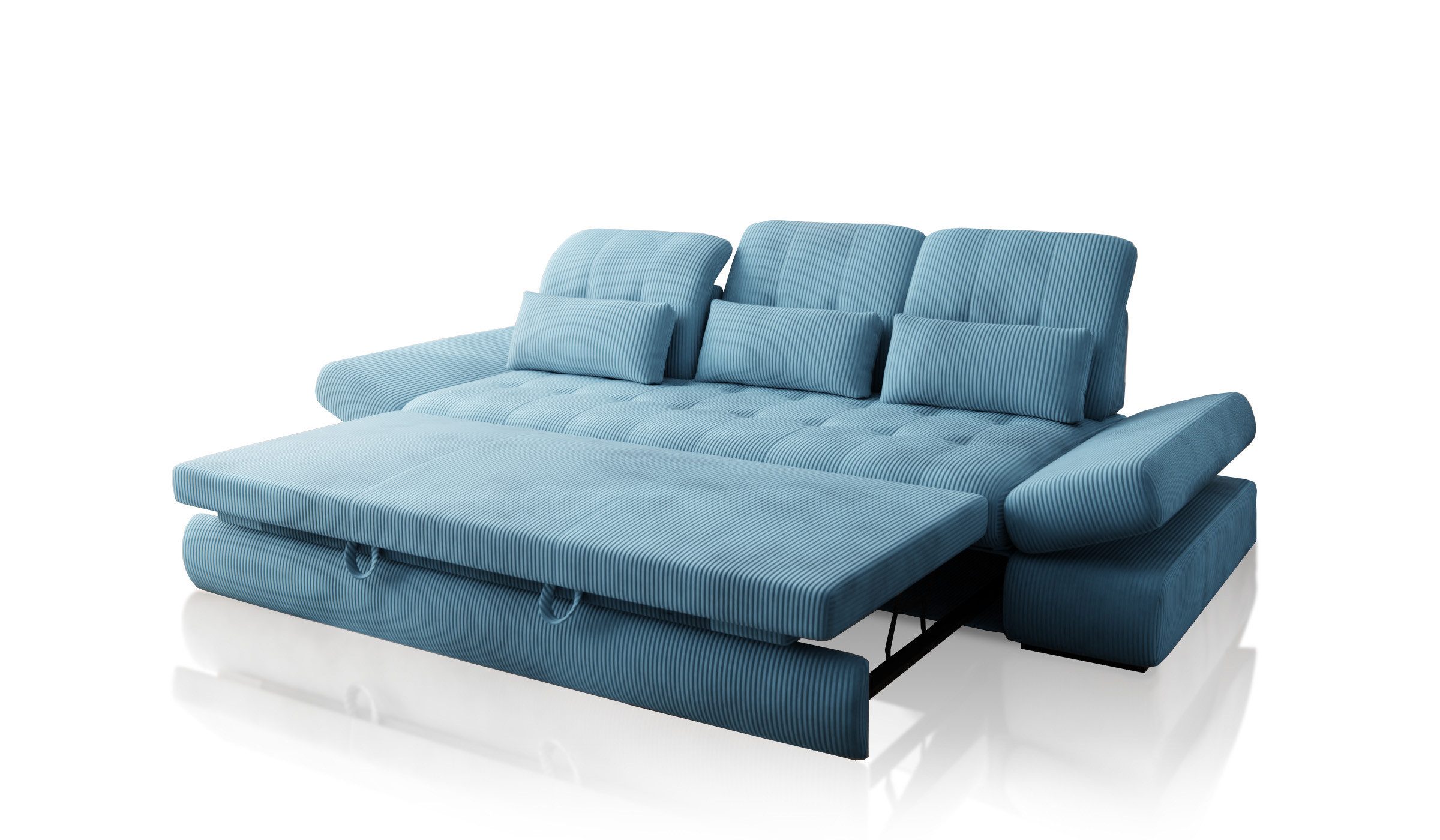 Hygger Möbelhaus Big-Sofa Bronx XXL Couch Inkl. Sitztiefenverstellung, Arm, Kopfteilverstellung, Wahlweise mit Bettfunktion, Schlaffläche 165 cm, 3 Nierenkissen., Der Rahmen ist verstärkt, Hergestellt in Europa