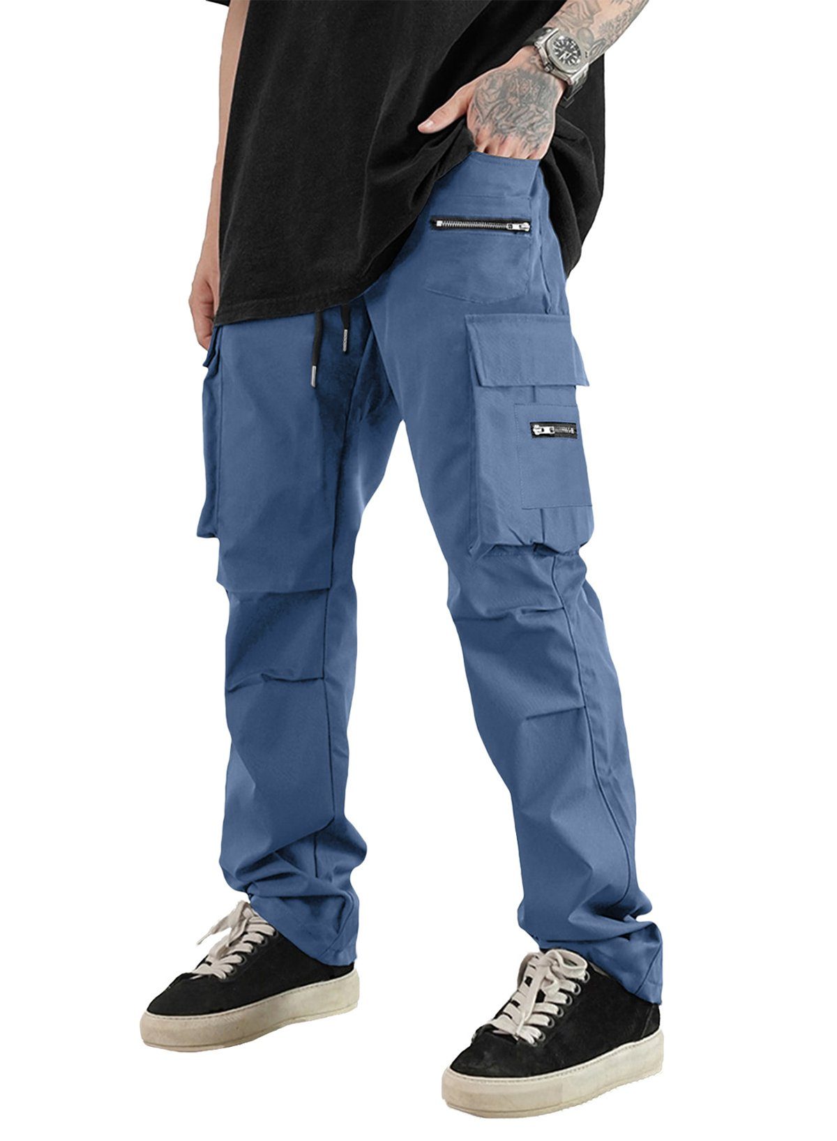 JMIERR Cargohose Herren Cargo Hose Lang Einfarbig Freizeithose Männer Loose Fit S-XXL (cargohose)