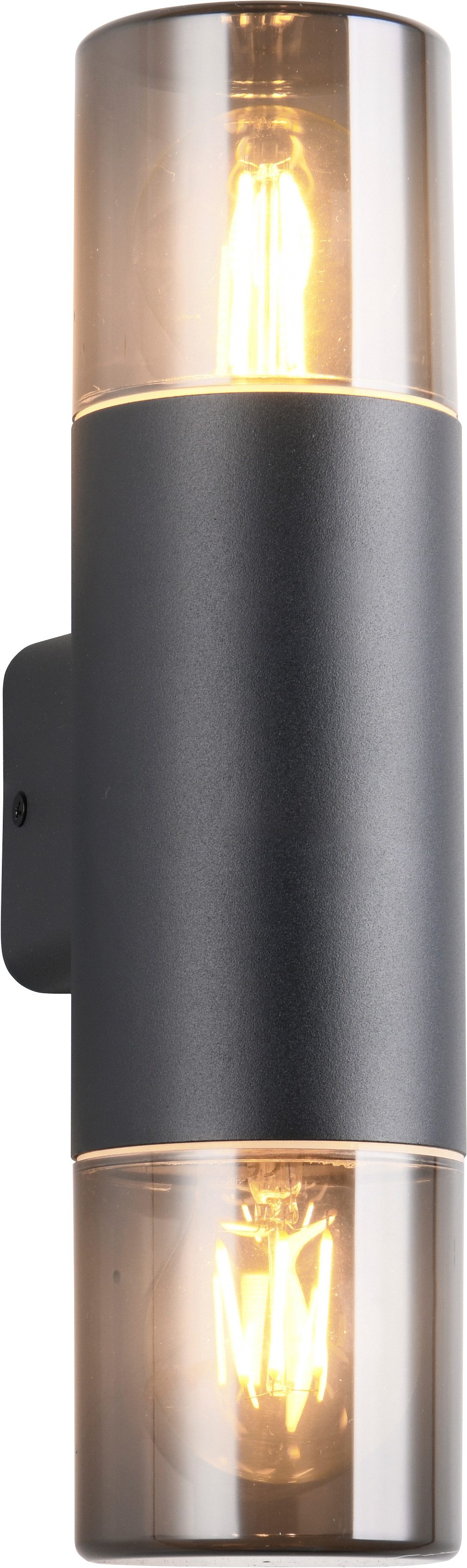 TRIO Leuchten Außen-Wandleuchte HOOSIC, Outdoor Wandlampe exkl 1x E27 max 28W, Hauswand-Leuchte, Leuchtmittel wechselbar, warmweiß - kaltweiß, Garten Wandleuchte IP44, Kunststoff Schirm rauchfarbig