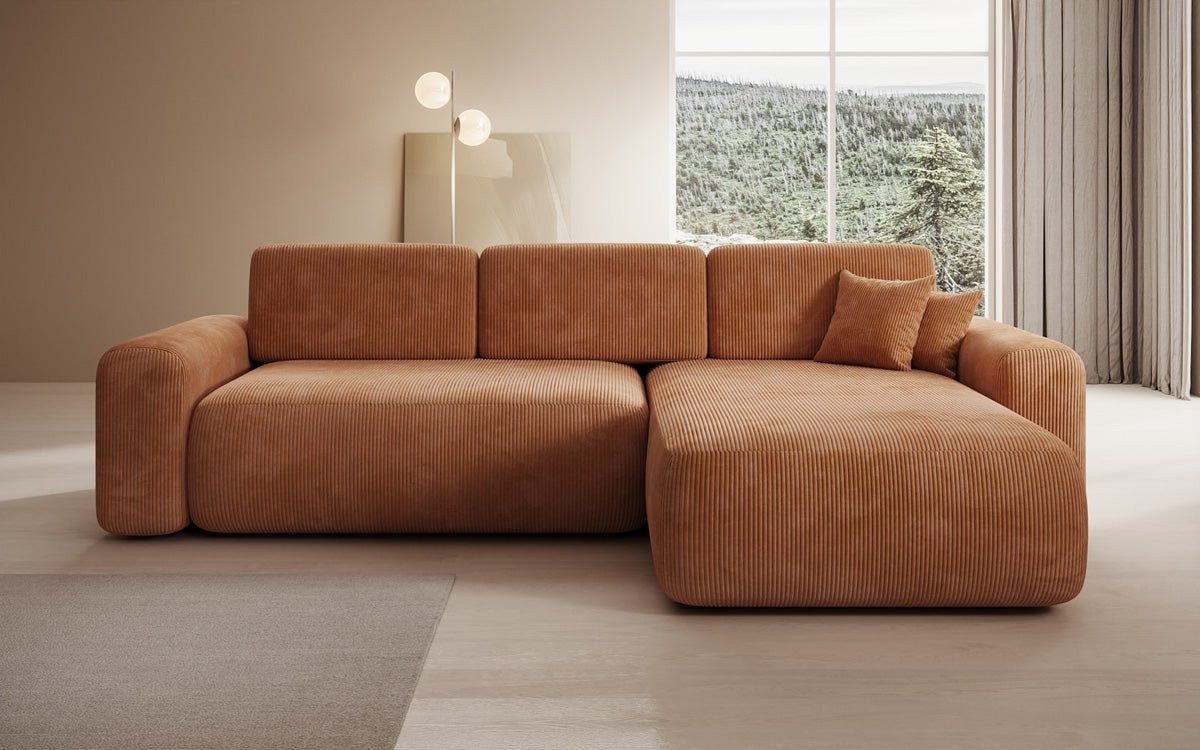 Luxusbetten24 Schlafsofa Designer Sofa Lola in Cord, mit Stauraum und Schlaffunktion