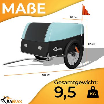 SAMAX Fahrradlastenanhänger Lastenanhänger Fahrradanhänger 120 Liter Türkis / Grau - Grey Edition