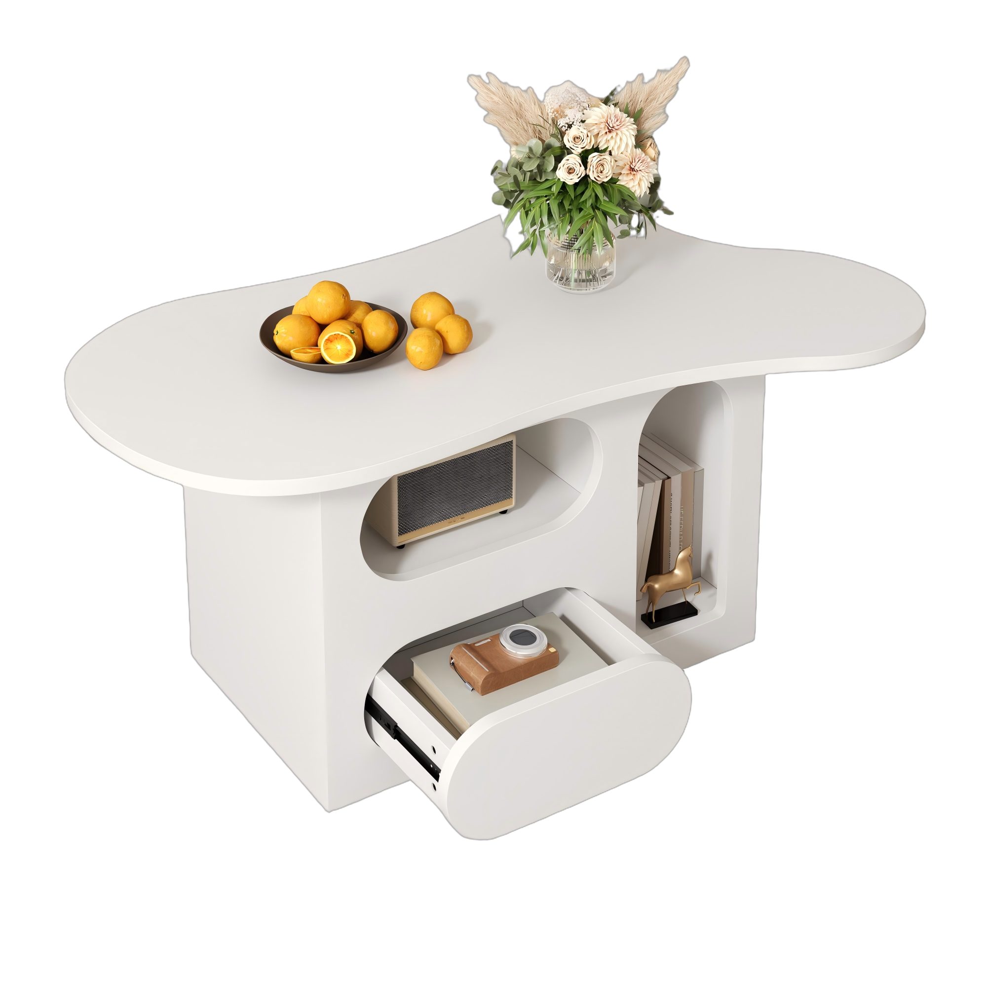 Refined Living Couchtisch Wolkenförmiger Couchtisch mit Schubladen & Ablage günstig online kaufen