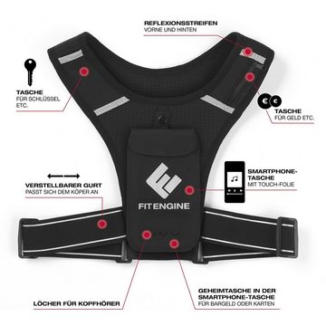 FitEngine Gewichtsweste Trainingsweste Laufweste mit Handytasche Schwarz