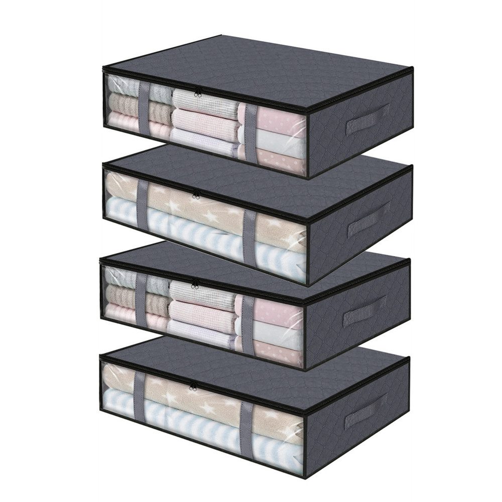 Unterbettkommode 4 Pack Unterbettkommoden mit Sichtfenster, Faltbare Kleiderbeutel