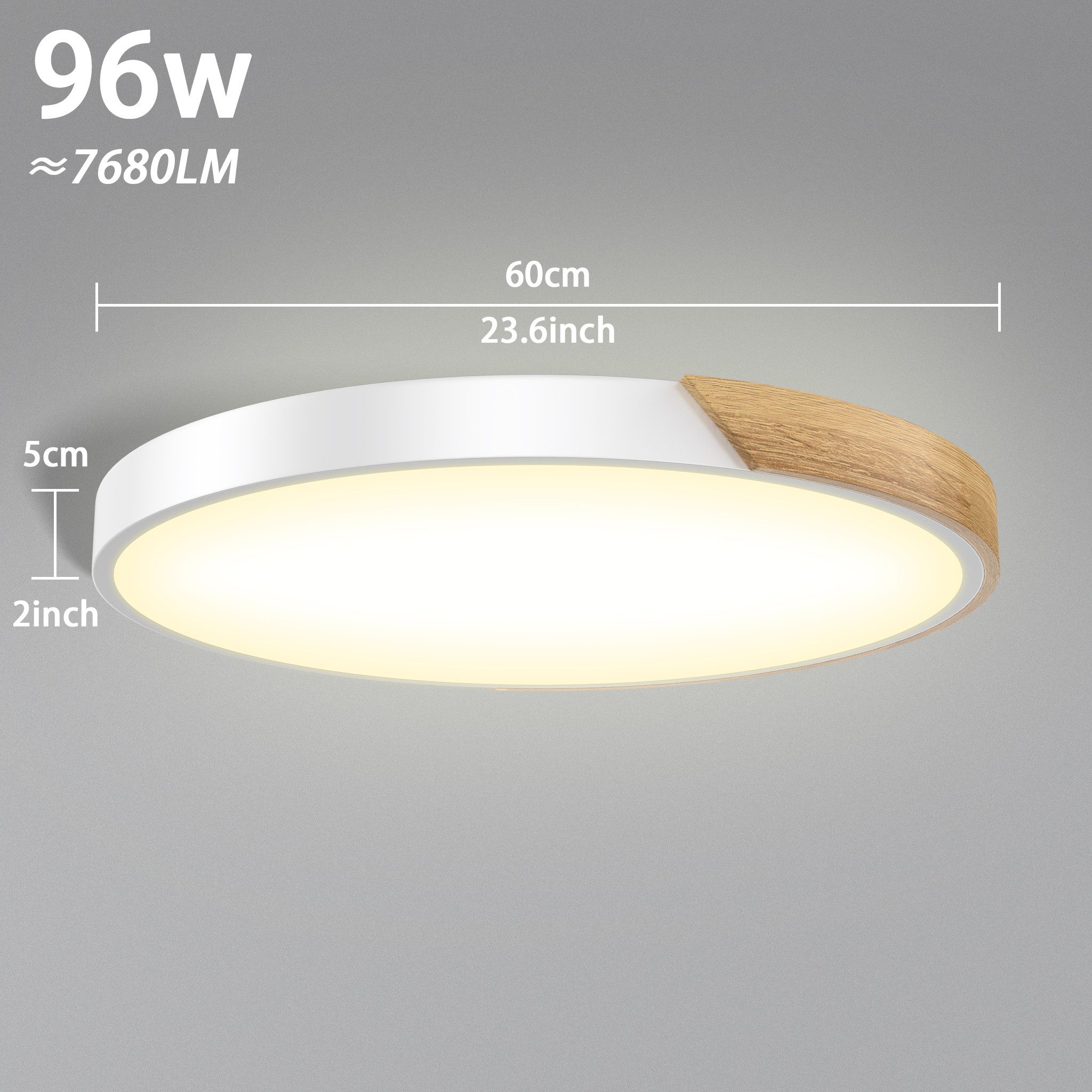 FIVMEN LED Deckenleuchte Deckenlampe Holz Deckenleuchte Deckenlampen Rund L günstig online kaufen