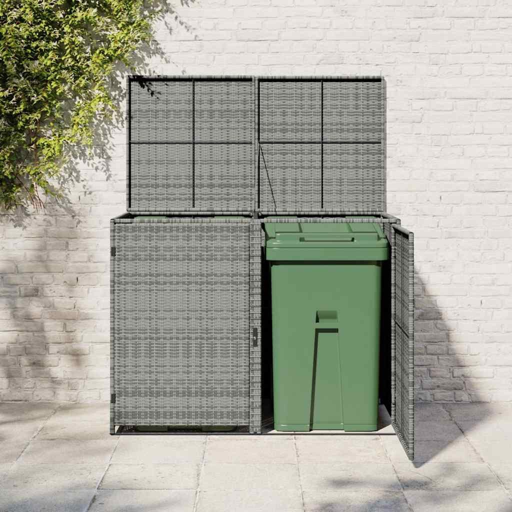 vidaXL Gartenhaus Mülltonnenbox für 2 Tonnen Poly Rattan Anthrazit 148×77×111 cm