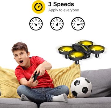 DEVASO Mini Drohne für Kinder und Anfänger mit 3 Akkus Quadrocopter RC Drone Drohne (HD, Mini Helikopter mit Kopfloser Modus 3 Geschwindigkeitsmodi Spielzeug)