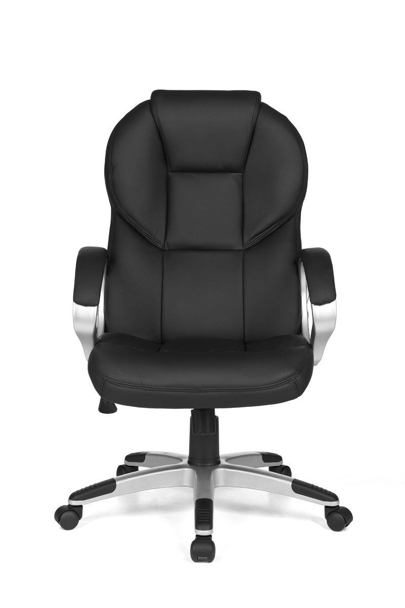 Amstyle Chefsessel SPM1.220 (Bezug Kunstleder Schwarz, Schreibtischstuhl 120 kg), Bürostuhl Design Drehstuhl mit XXL Polsterung