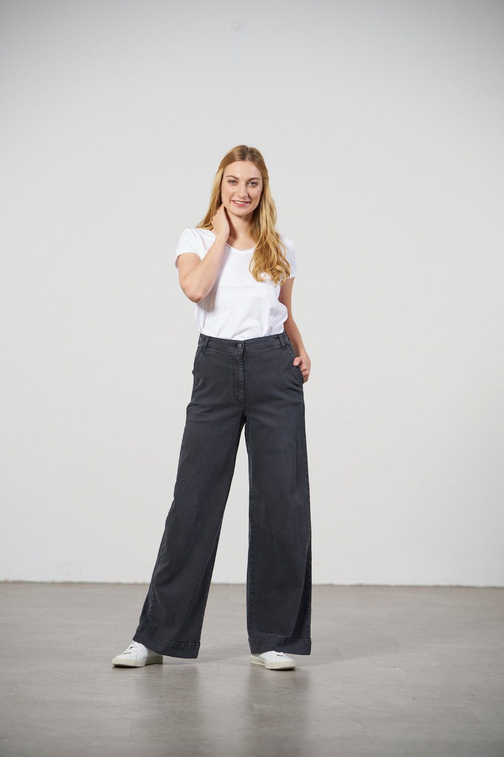 Feuervogl High-waist-Jeans fv-Fr:051, Weites Bein, Hohe Taille, Hyperflex 5-Pocket-Style