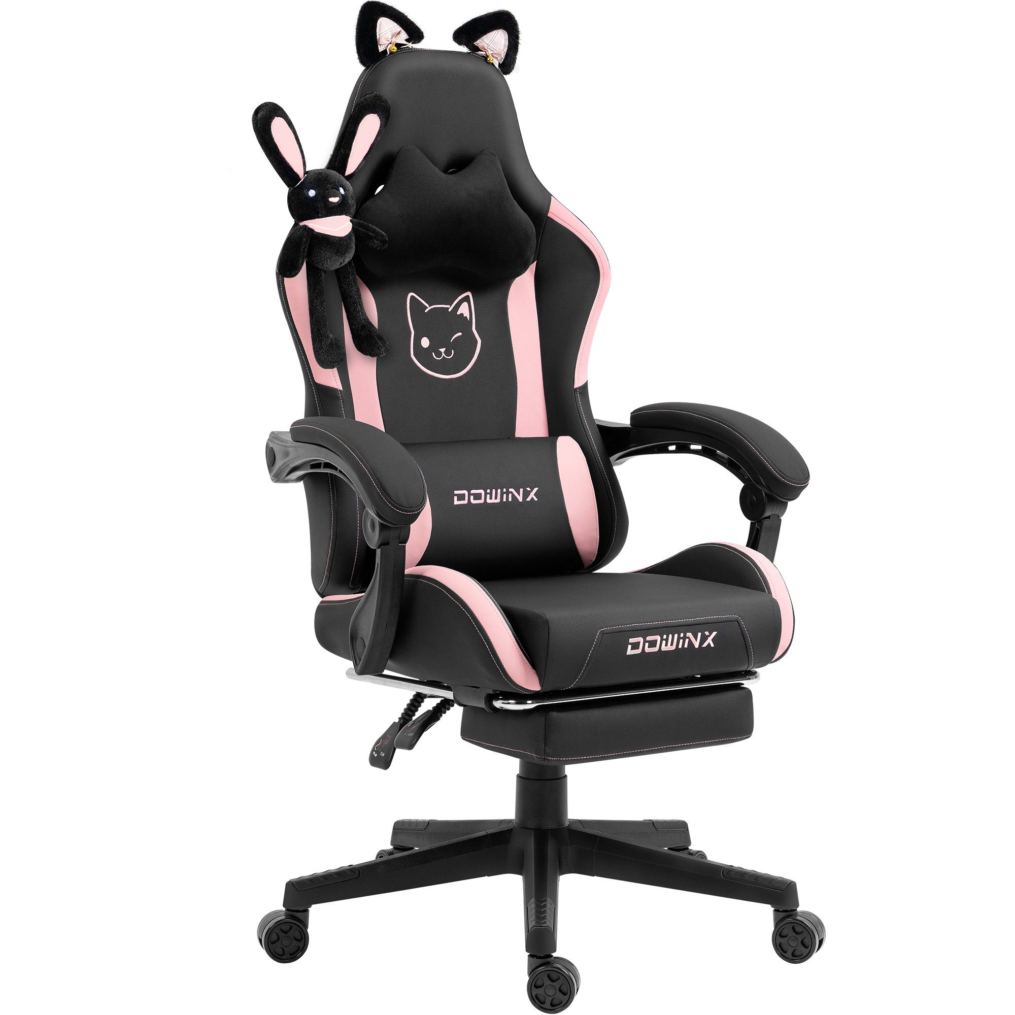 Dowinx Gaming-Stuhl Süße Katze Edition (Packung), Ergonomischer Stuhl mit Hoher Rückenlehne und Lendenwirbelstütze