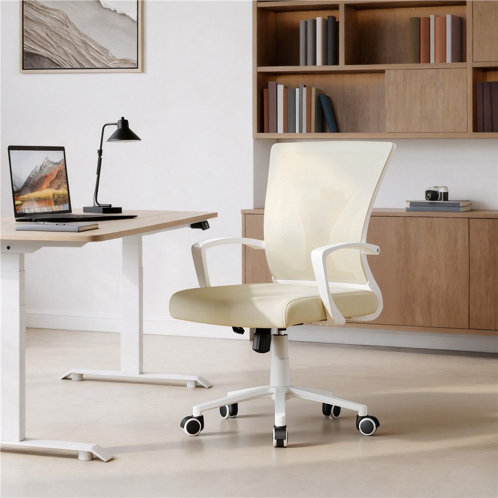 Yaheetech Bürostuhl aus Mesh-Gewebe Höhenverstellbarer Schreibtischstuhl, Ergonomischer Drehstuhl Arbeitsstuhl Computerstuhl mit Wippfunktion – Bild 2 von 5