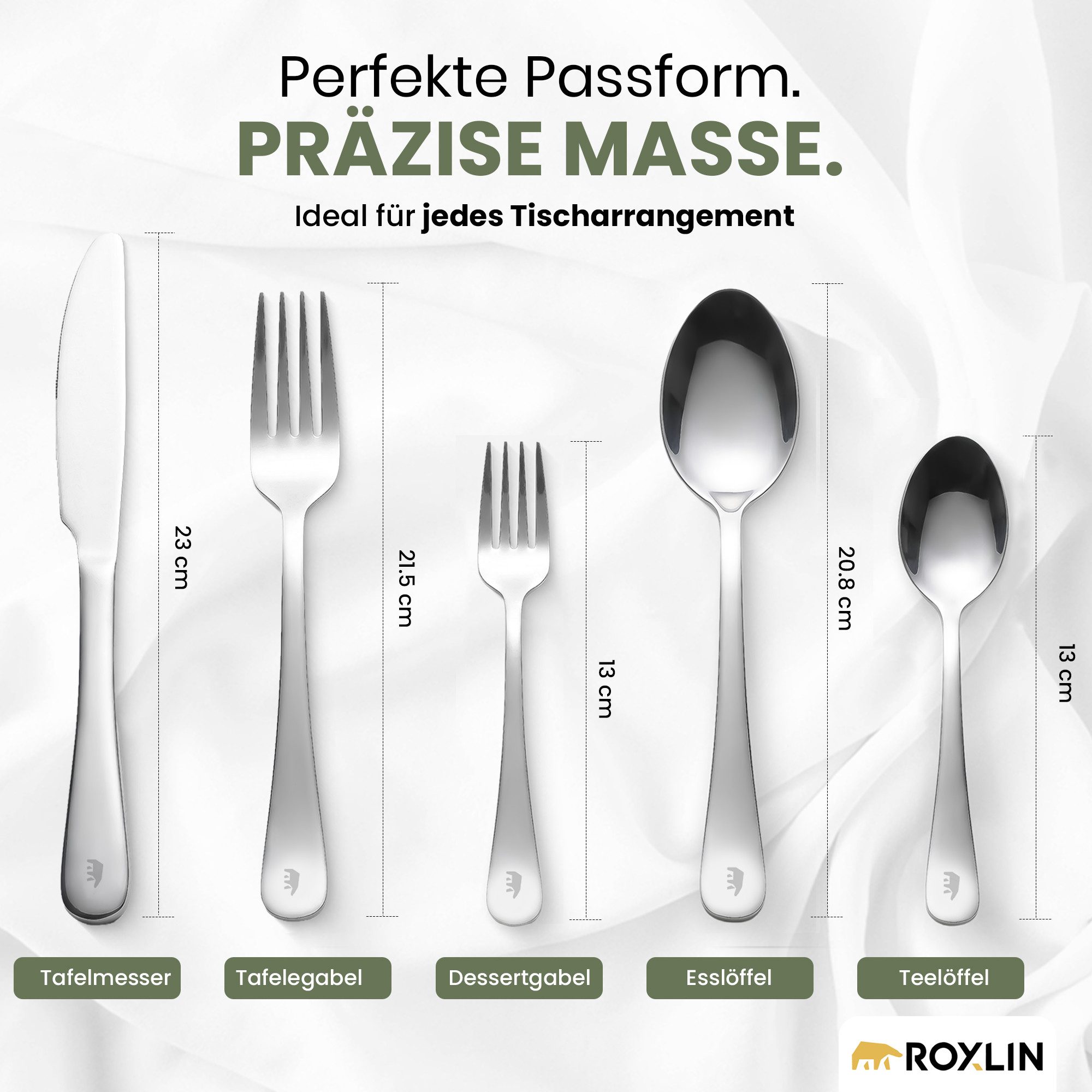 Roxlin Besteck-Set Roxlin Besteckset 30-tlg Plain Design Edelstahl, Gold/Schwarz/Silber, 6 Personen, Edelstahl – Bild 4 von 5