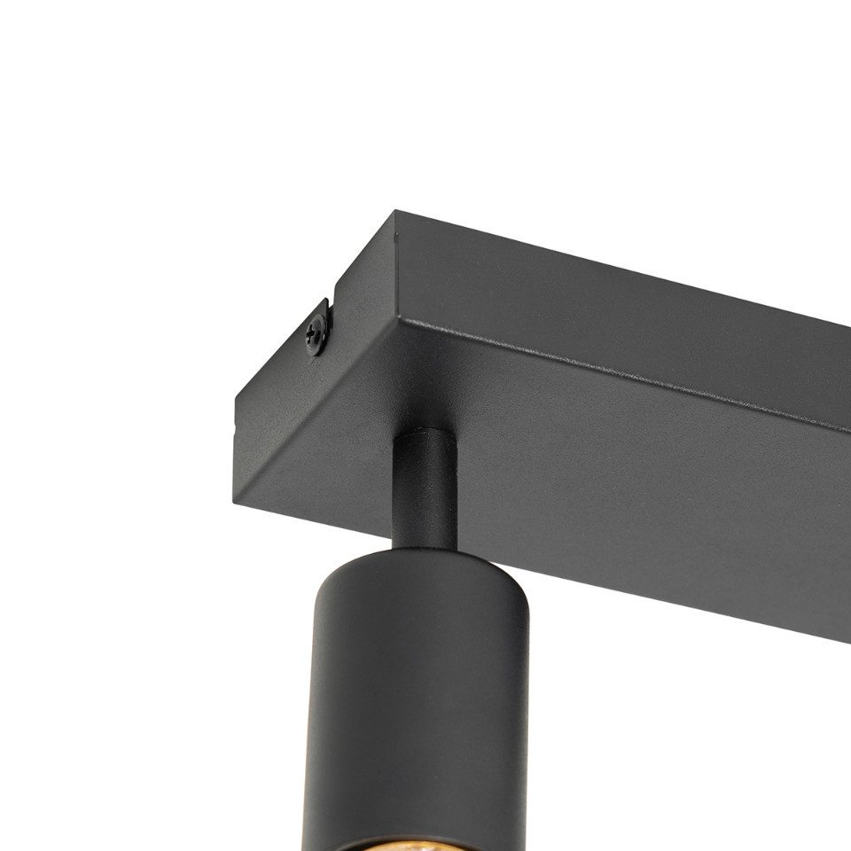 Qazqa LED Aufbaustrahler Facil, ohne Leuchtmittel, E27, Schwarz, Modern, Stahl, 2-flammig