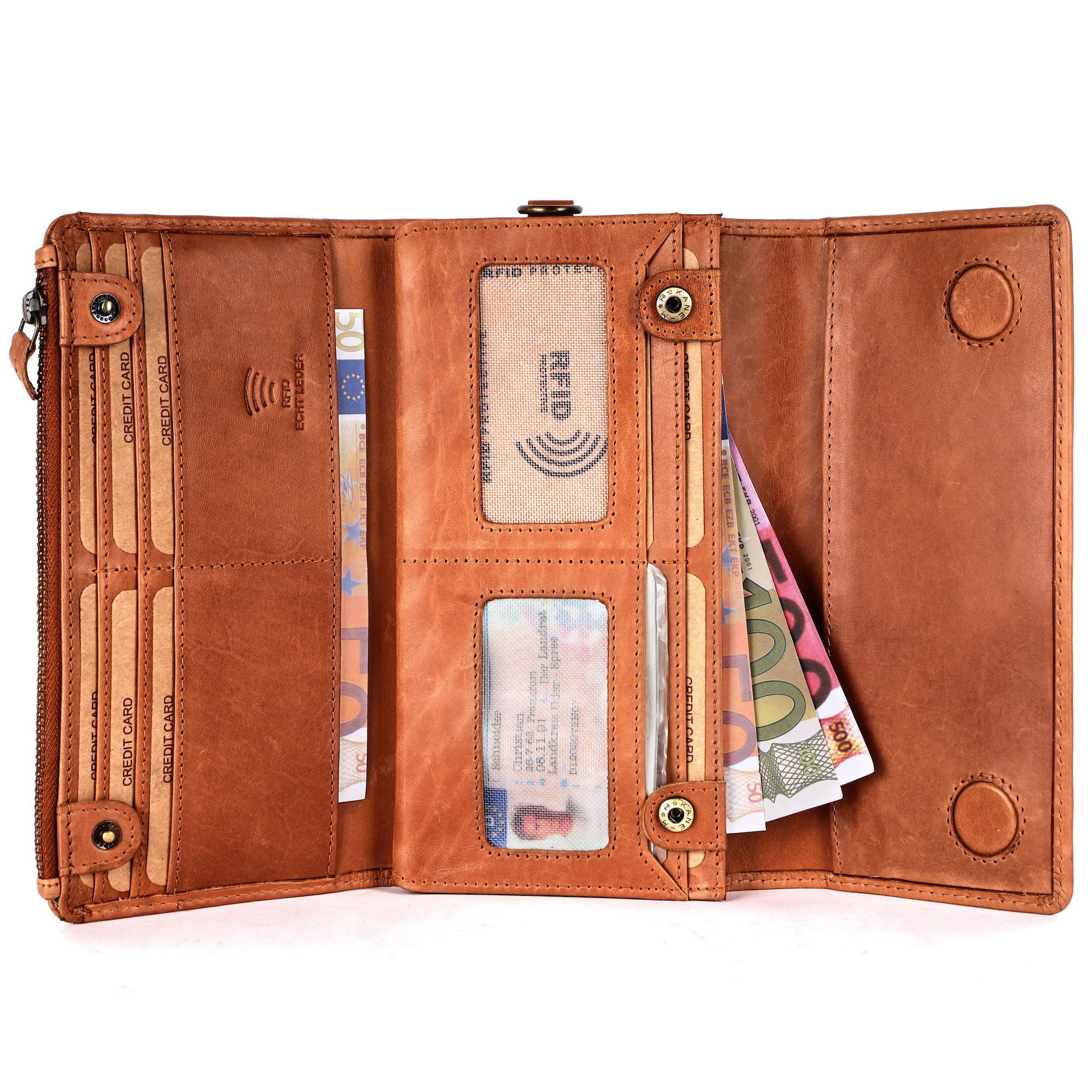 Benthill Geldbörse Damen Echt Leder Portemonnaie Groß RFID Vintage Geldbeut günstig online kaufen