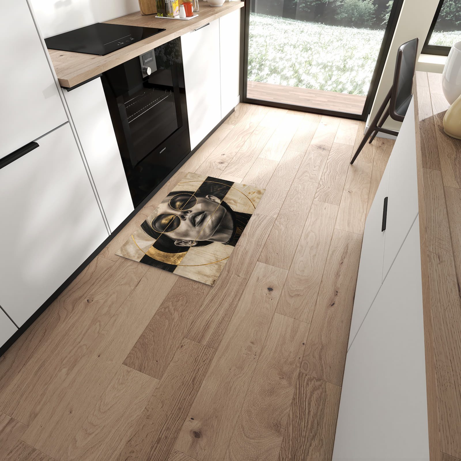 Primedeco Teppich Küchenteppich Abstrakte Sonnenbrille PVC rutschfest abwas günstig online kaufen