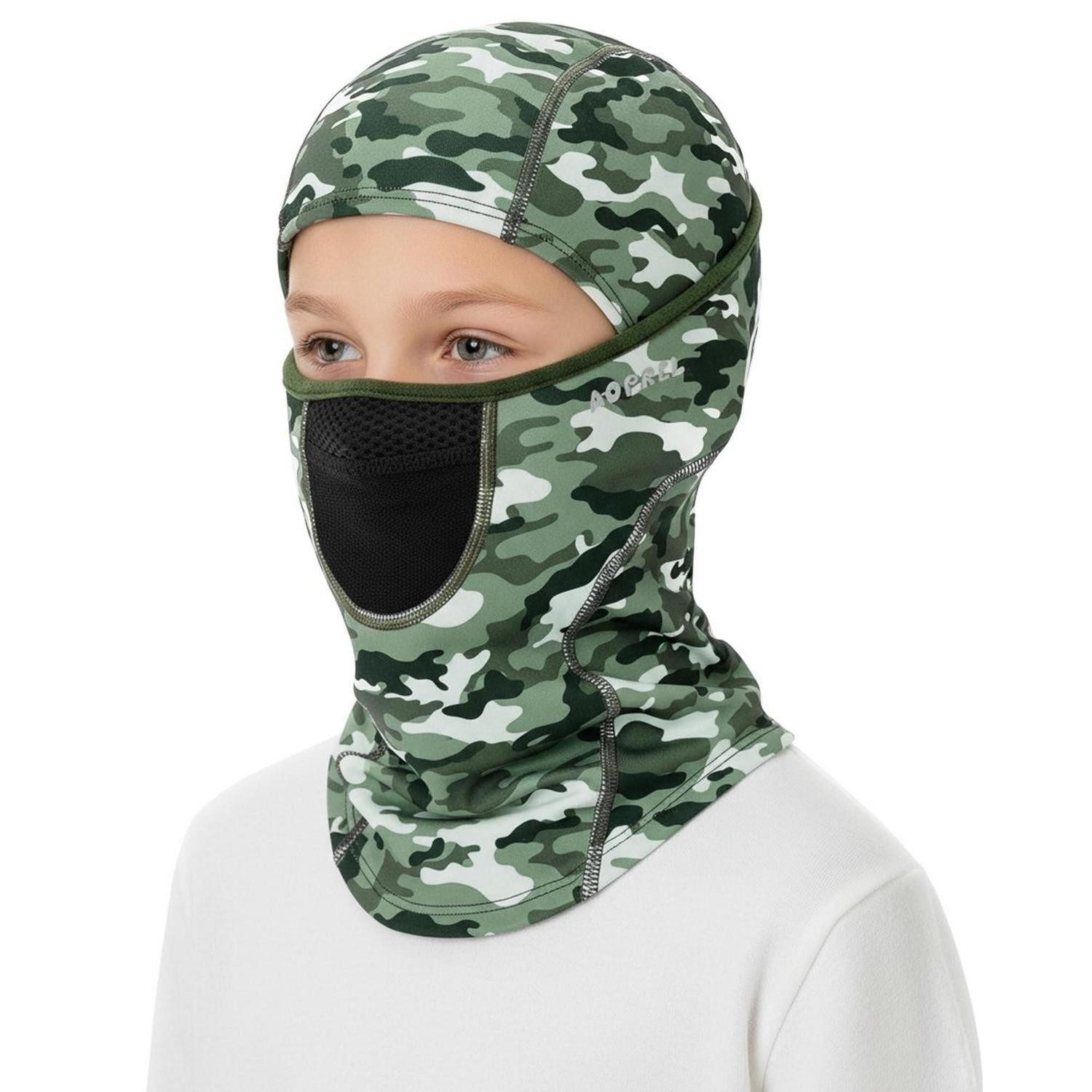 LuxusKollektion Sturmhaube Sturmhaube Kinder Balaclava Skimaske Mesh Winddicht Grün Tarnfarbe