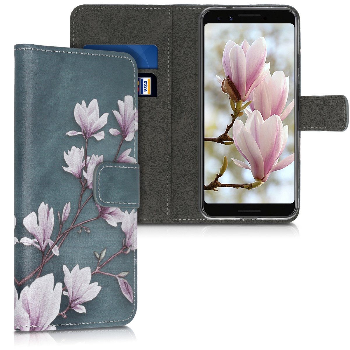 kwmobile Handyhülle Wallet Case für Google Pixel 3a, Hülle mit Ständer Kartenfächer - Handyhülle