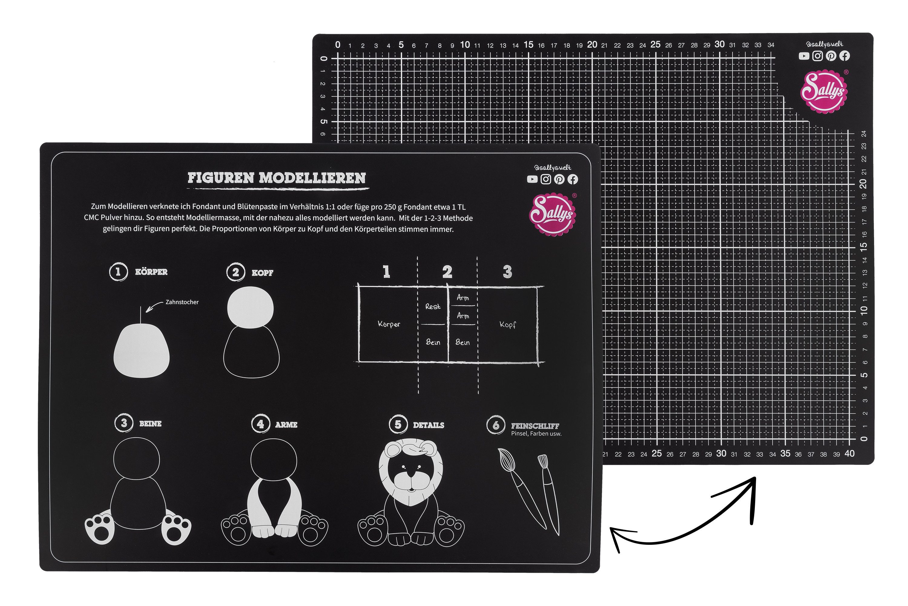 Sallys Ausrollmatte - Schneidematte, Unterlage beim Schneiden, Kneten und Modellieren