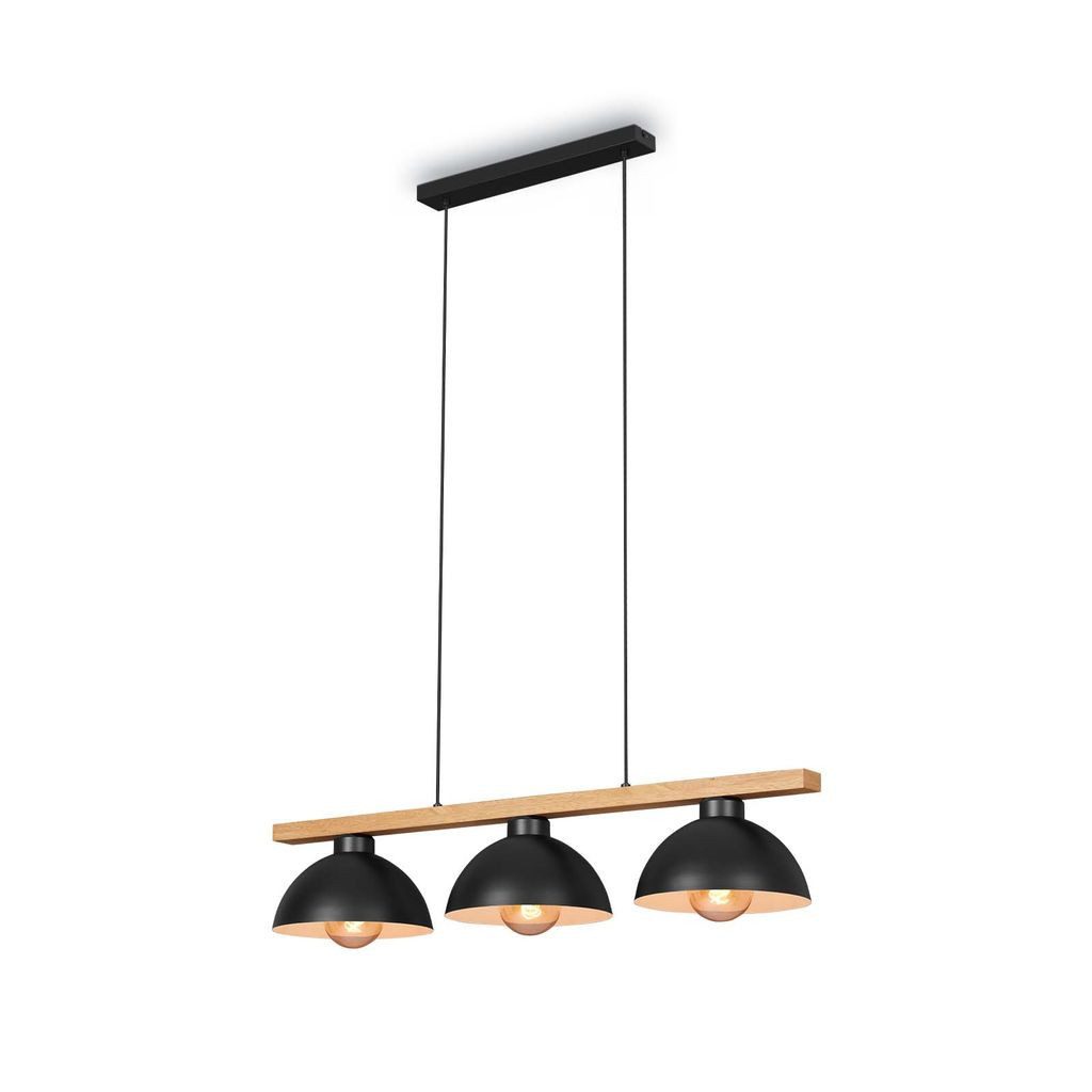 Briloner Leuchten LED Pendelleuchte 4046-035, ohne Leuchtmittel, 2700K - Extra-Warmweiß, 3-flammig, Holz, Hängeleuchte, max. 40 W, exkl. E27