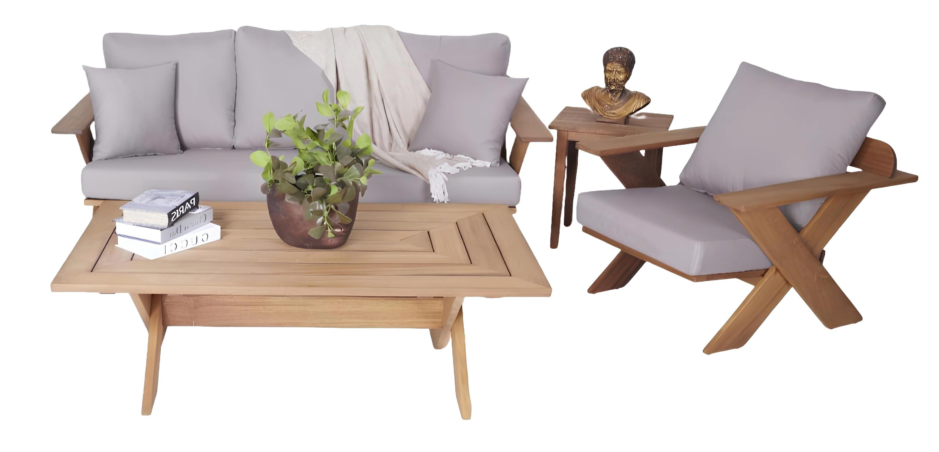 Xlmoebel Sessel Gartenmöbel Sofagarnitur mit hochwertigem Material und modernem Design (3tlg Gartenmöbel Set (Sofa 3 Sitzer + Sessel + Couchtisch), Hergestellt in Europa