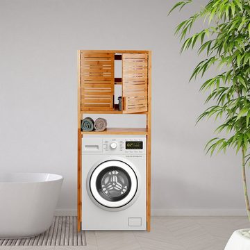 relaxdays Waschmaschinenumbauschrank Waschmaschinenschrank Bambus