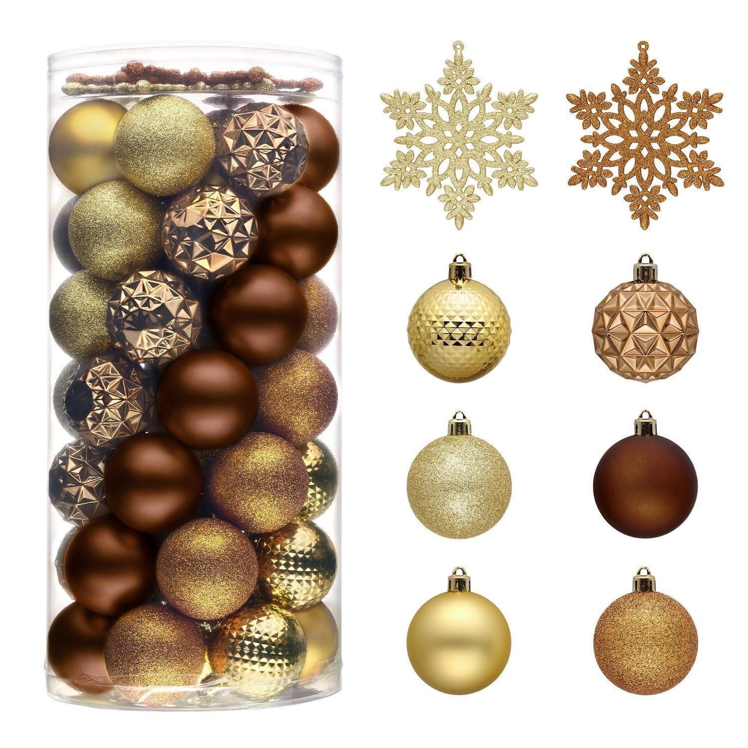 LuxusKollektion Weihnachtsbaumkugel Weihnachtskugeln Bronze 5cm 50er Set Schneef