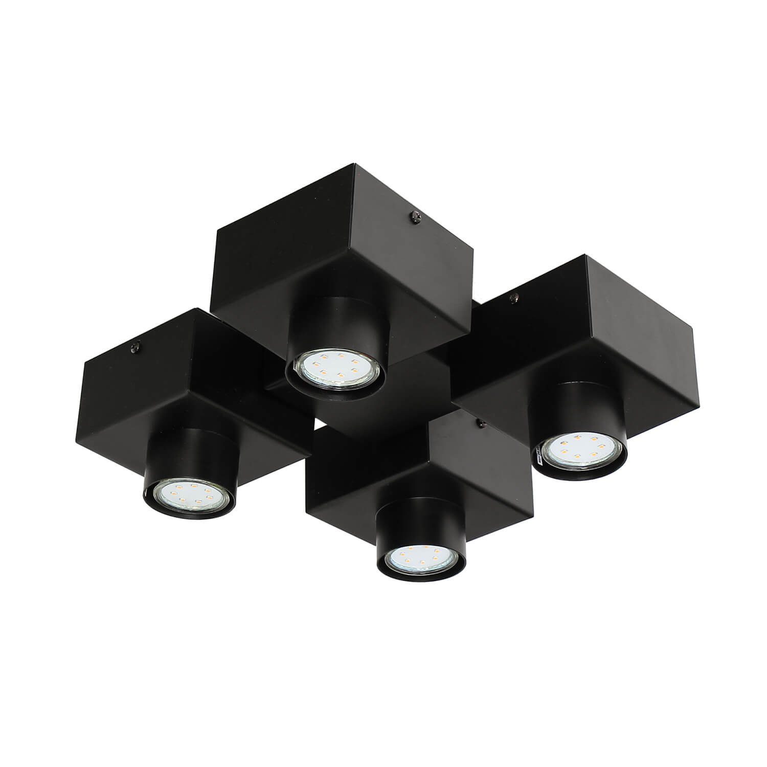 Design ohne Licht-Erlebnisse 4-flammig Leuchtmittel, Deckenleuchte Moderne Schwarz Metall SKYE, Deckenleuchte