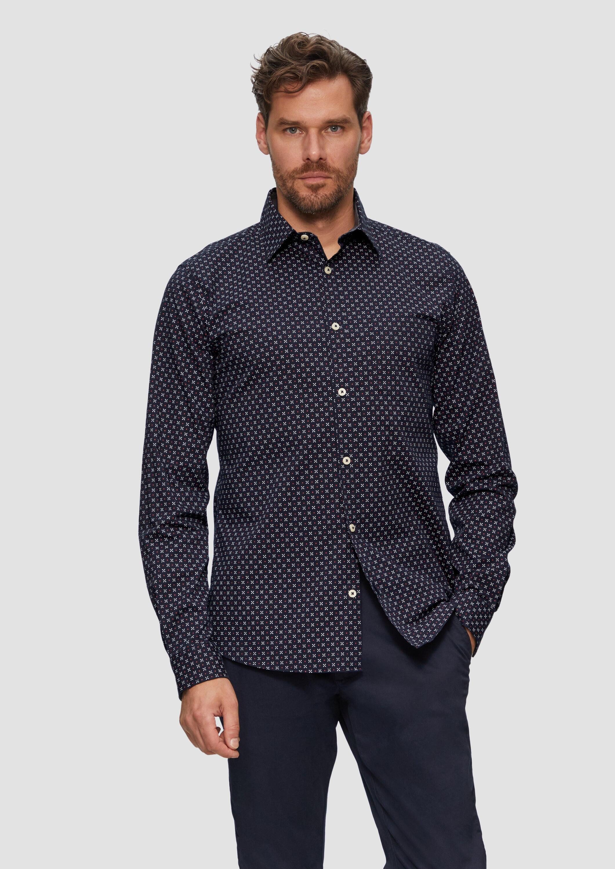 s.Oliver Langarmhemd Hemd Slim Fit: Gemustertes günstig online kaufen