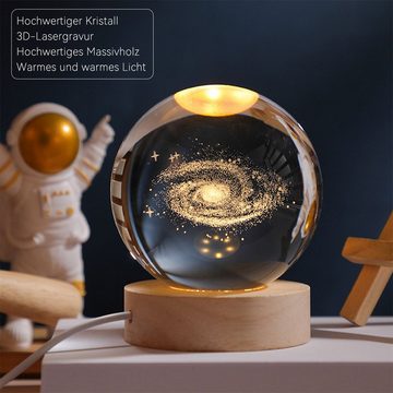 Welikera Dekolicht 3D-Kristallkugel mit Gravur im Inneren und warmem Licht,Galaxie