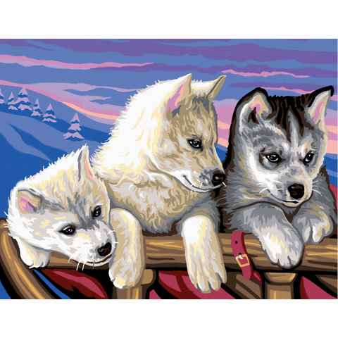 MAMMUT Spiel und Geschenk Malvorlage Huskies, 29,2 cm x 38,2 cm